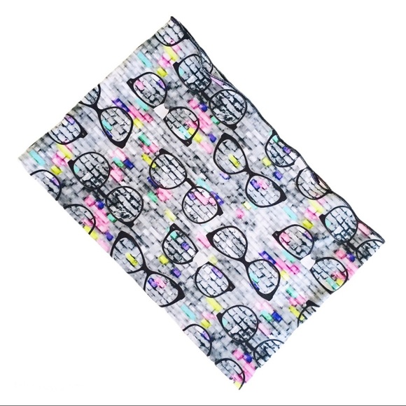 TRIPLE FLIP Glasses Graffiti Brick Geek Chic Print Infinity Scarf Grey One Size - Picture 4 of 9